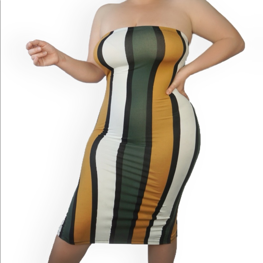 The Color Block Tube Dress Midi Multi Color Dress